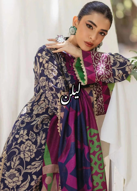 Zainab Chottani Print Lelan Allover 3 pcs لیلن سوٹ D7 TAHIRA