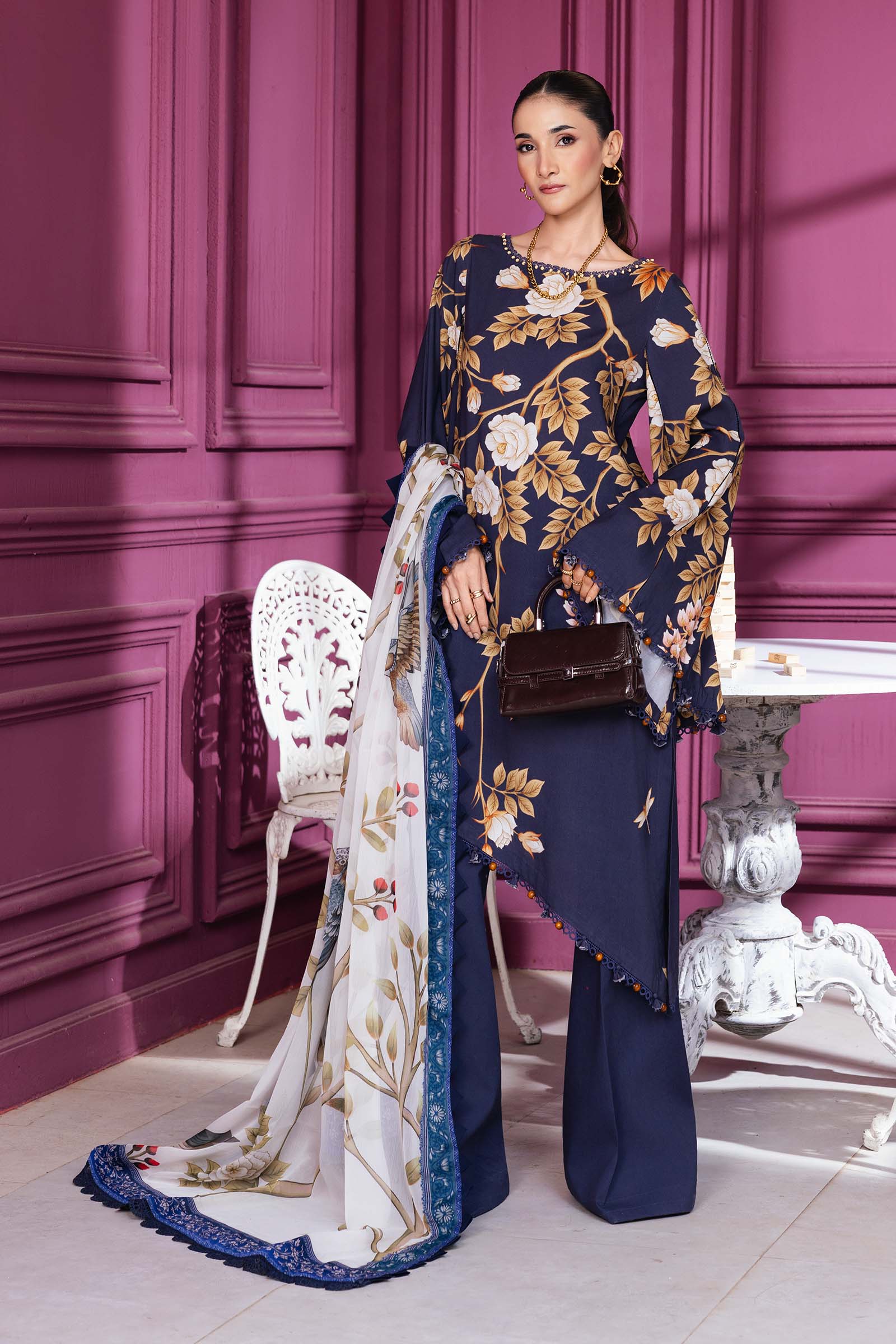 Maria B M.Basics Printed Lawn Unstitched 3pcs Suit 1102-A