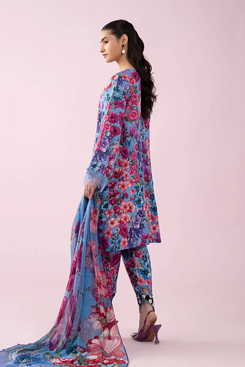 Maria B M.Print Unstitched Lawn Suit With Chiffon Dupatta 001538