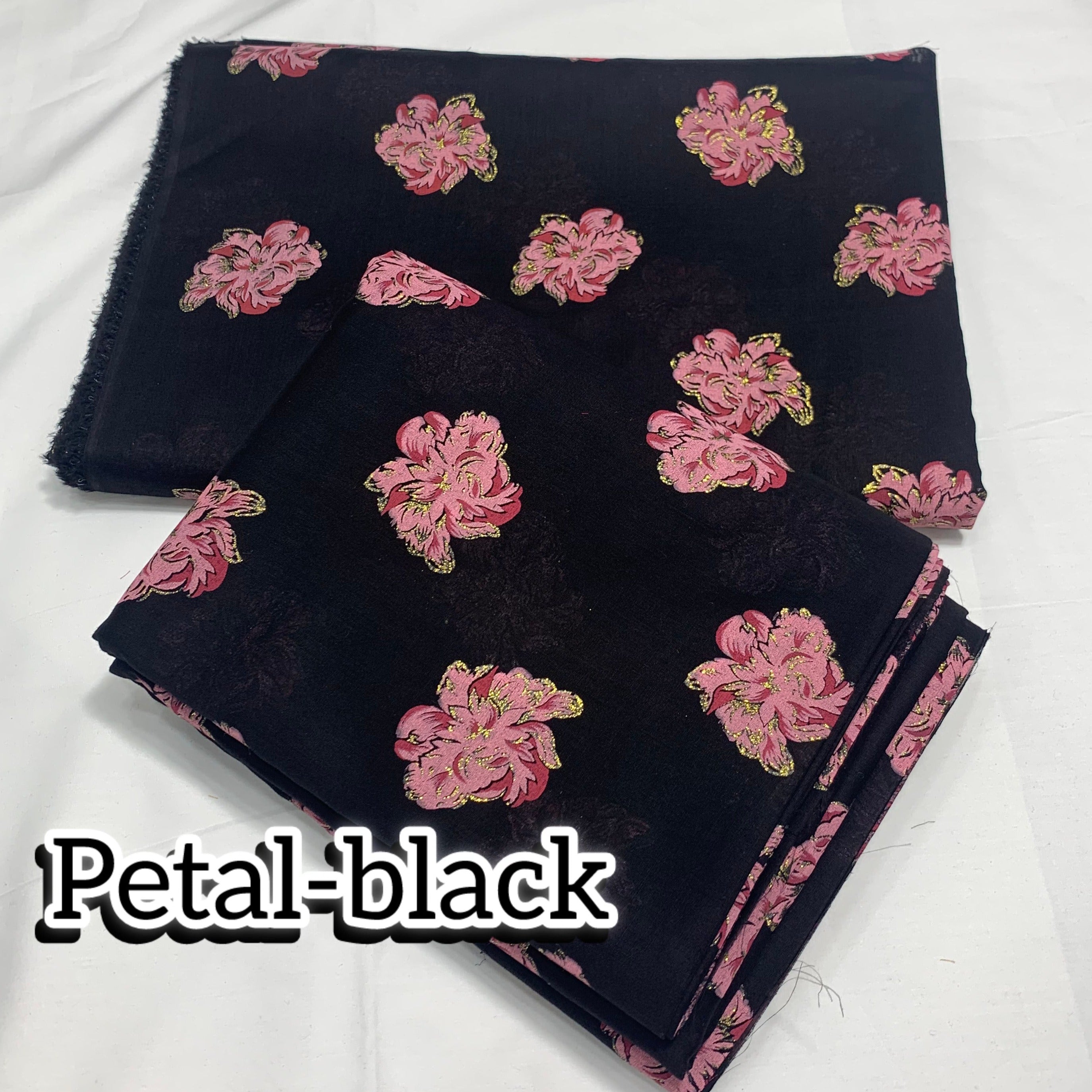 Imported Hand Paint Work All-over 2Pc Lawn Block Printed petal-black