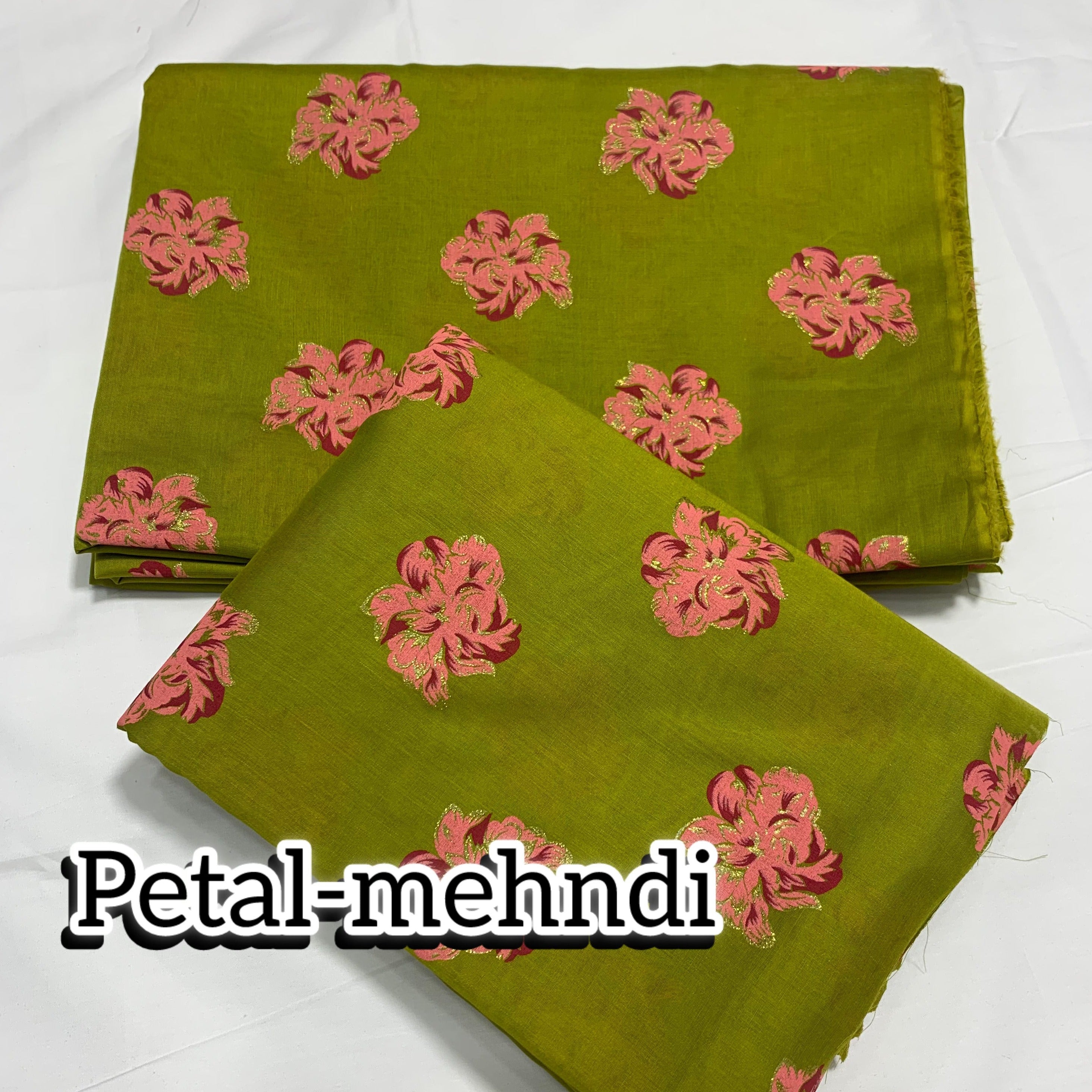 Imported Hand Paint Work All-over 2Pc Lawn Block Printed petal-mehndi