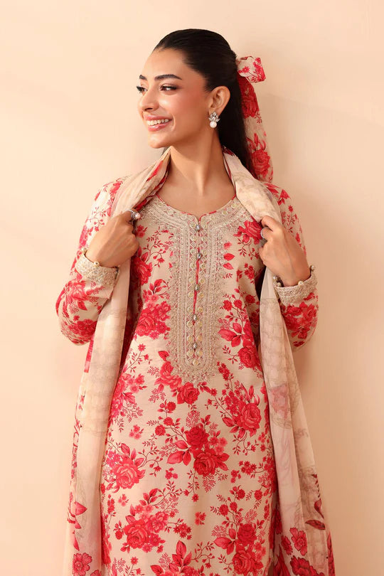Maria B M Prints Embroidered 3Pcs Suit | DW-PF25-63-Pink