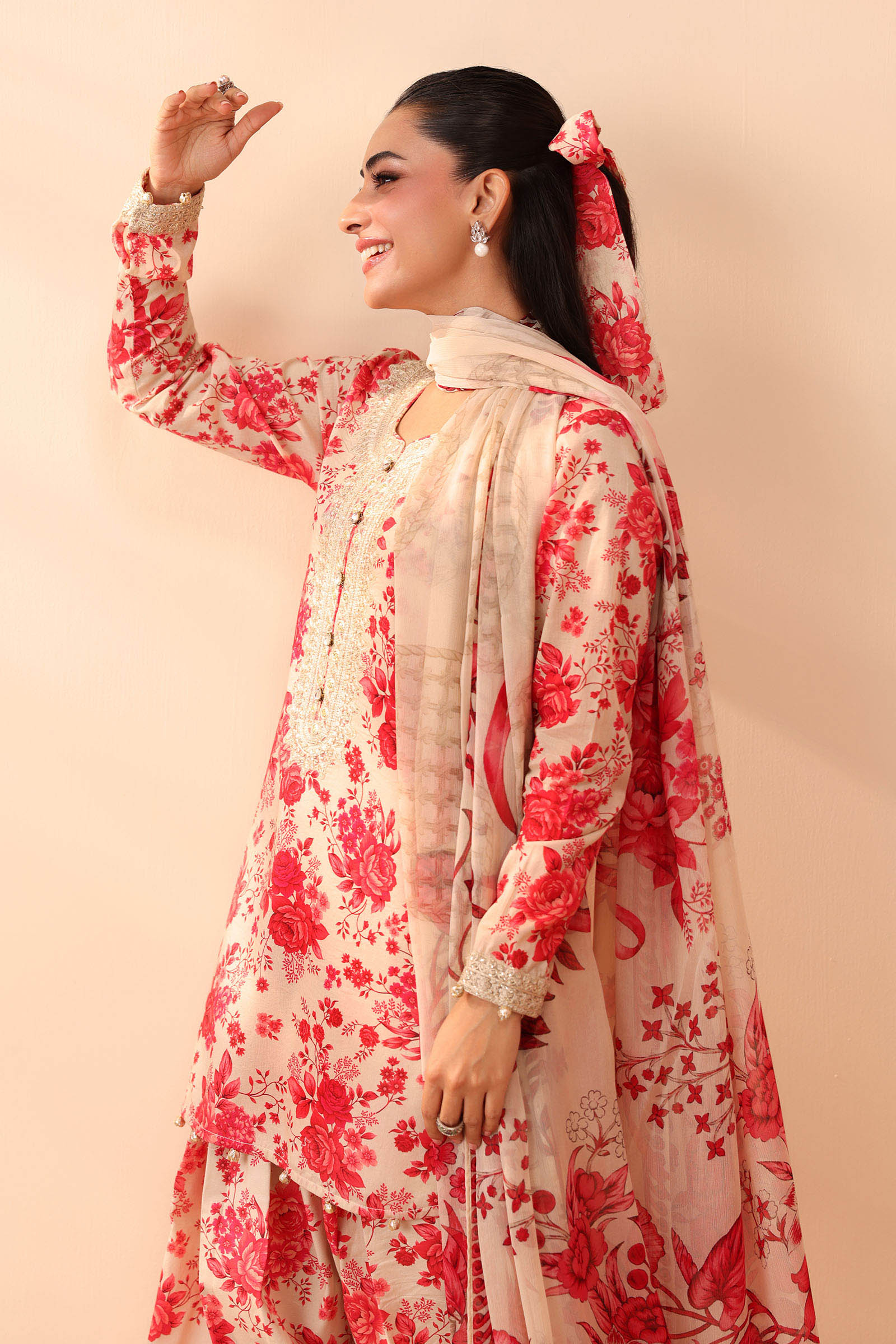 Maria B M Prints Embroidered 3Pcs Suit | DW-PF25-63-Pink