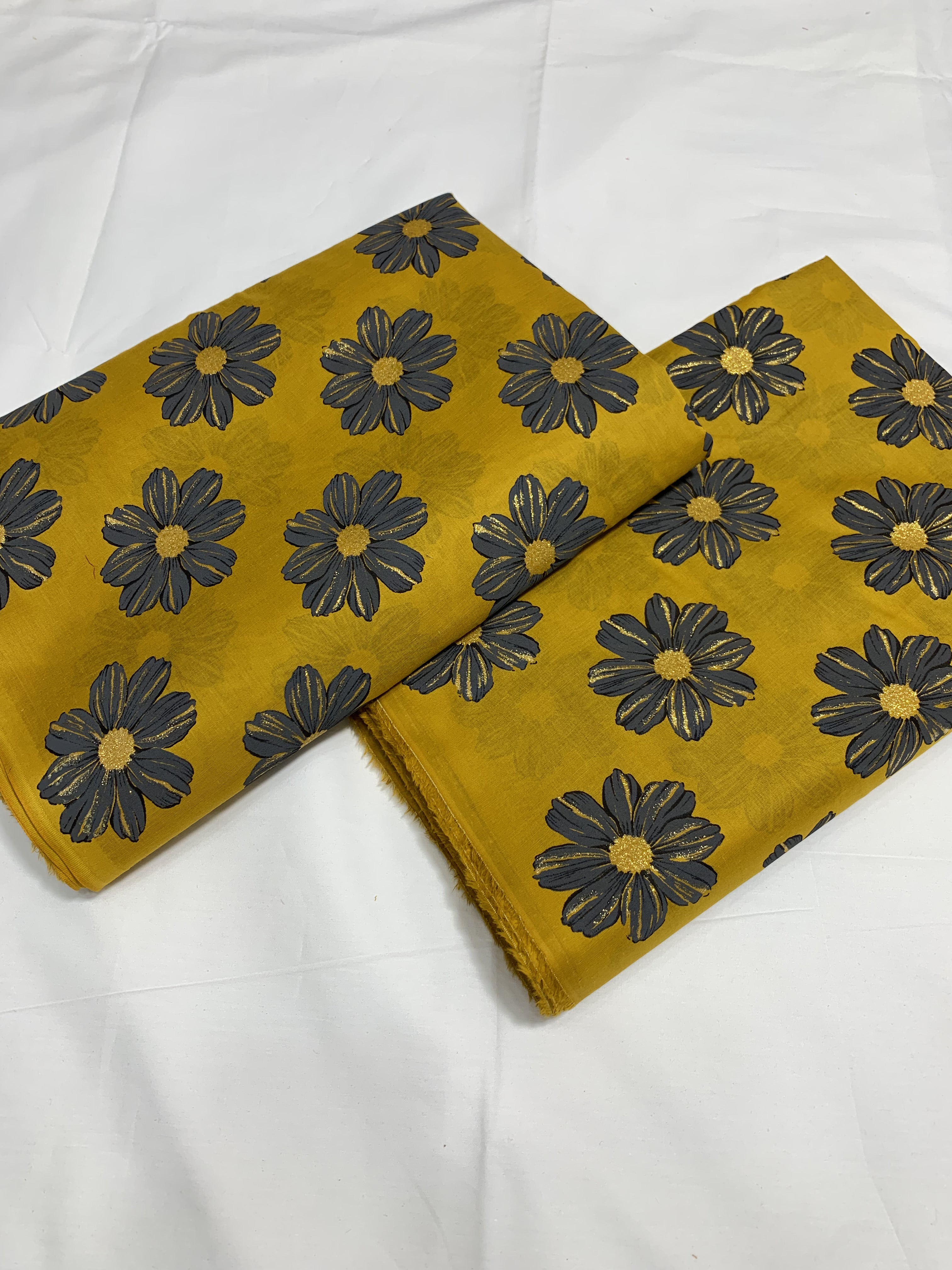 Imported Hand Paint Work Sunflower All-over 2Pc Lawn Block Printed