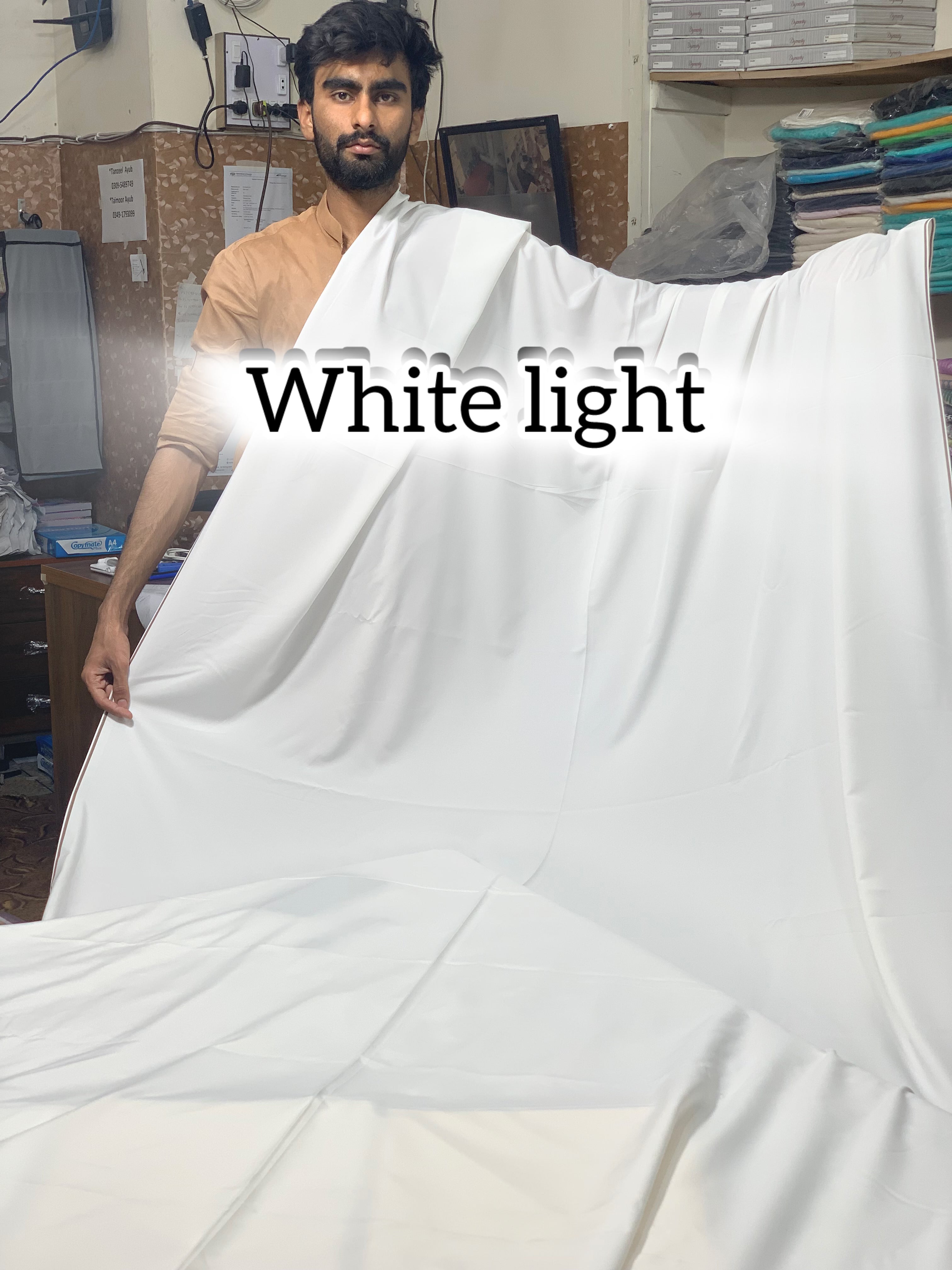 Boski WshinWear High Quality Class Fabric Farooq Textile (Light White Deep Colour)