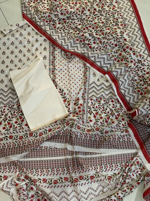 Orient Unstitched Lawn 3 Piece Suit original new white flower
