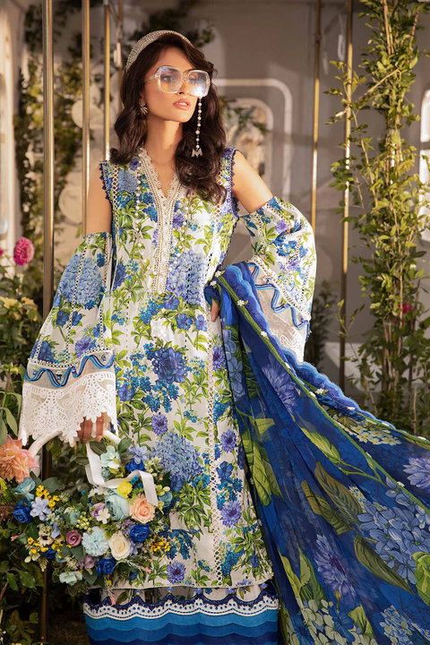 Maria B M.Print Unstitched Embroidered 3Pc MPT-2102-B