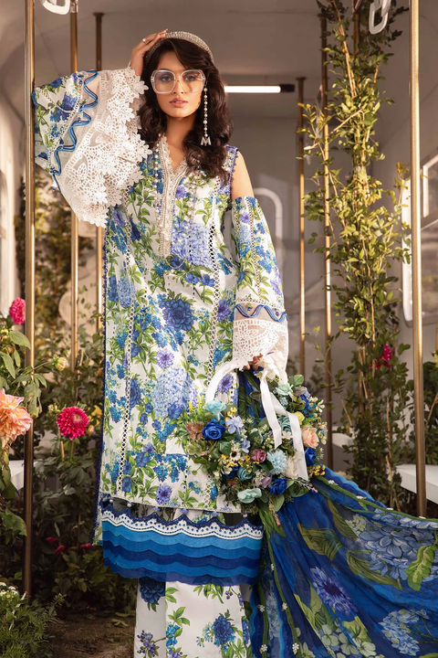 Maria B M.Print Unstitched Embroidered 3Pc MPT-2102-B