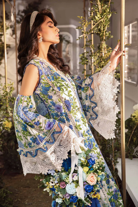 Maria B M.Print Unstitched Embroidered 3Pc MPT-2102-B