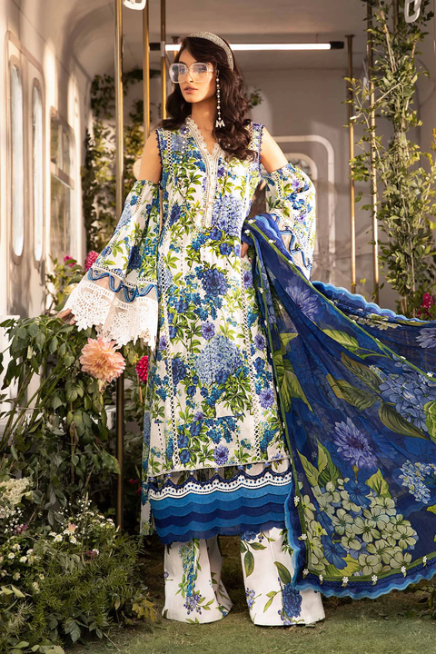 Maria B M.Print Unstitched Embroidered 3Pc MPT-2102-B