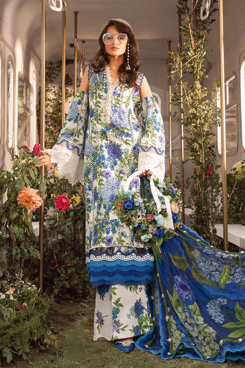 Maria B M.Print Unstitched Embroidered 3Pc MPT-2102-B