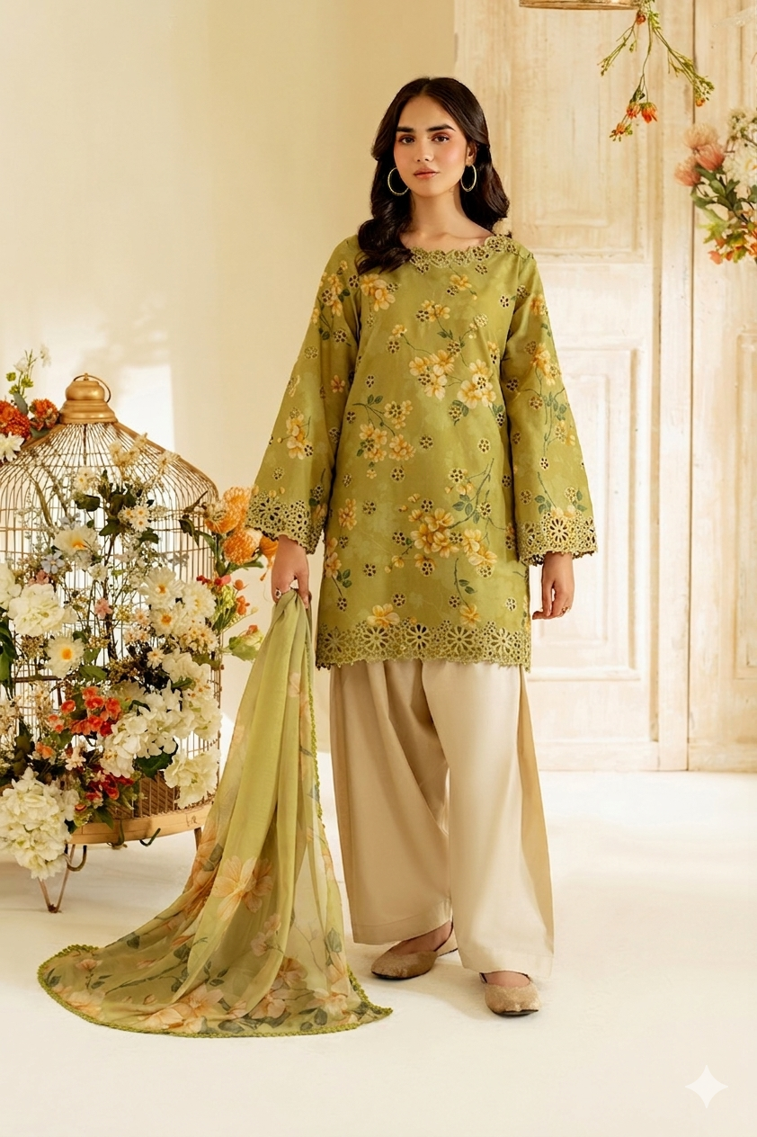 Iznik –  Chicken Kari Lawn 3-Piece Unstitched Suit UE-446