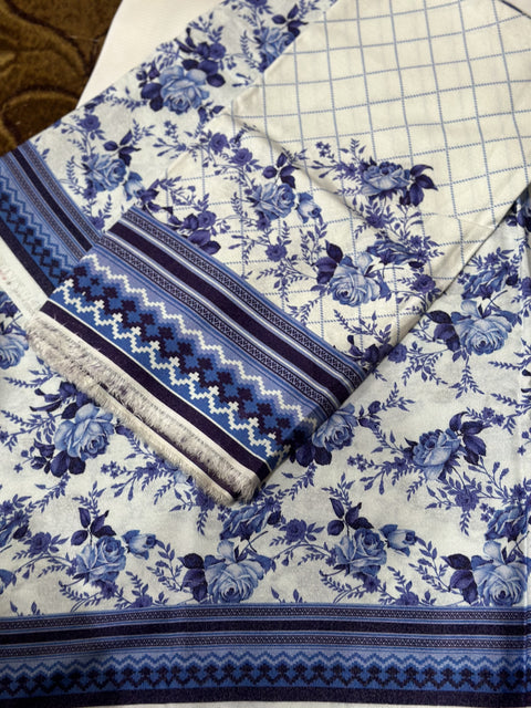 Orient Allover Karandi Heavy Danedaar 3Pcs Whiteblue Pastle Hit designs