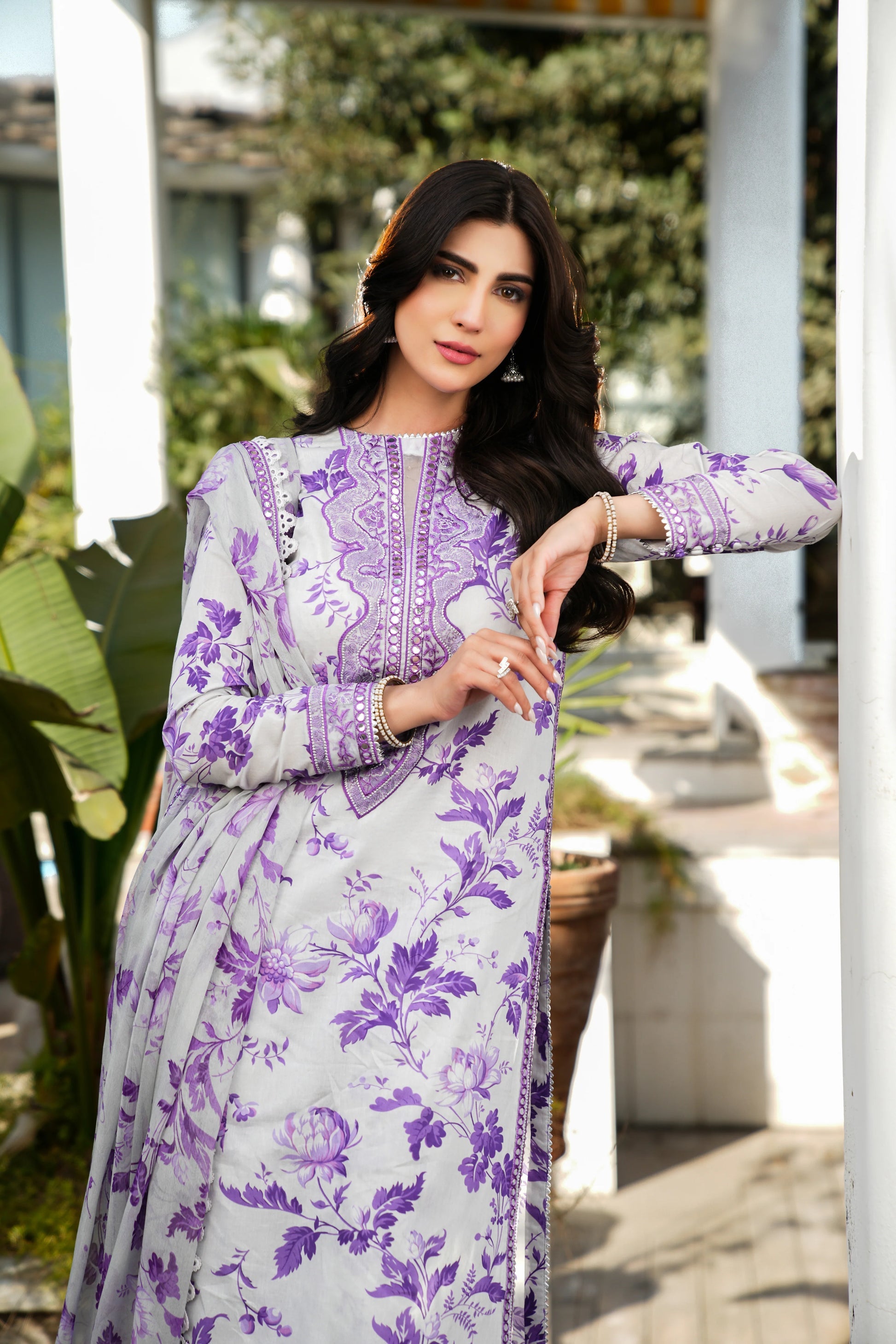 Aneela Hit Lailac Embroidered 3Pcs Suit | Aneela-Lailac