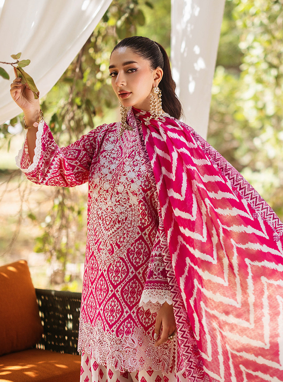 ZAINAB CHOTTANI  Lawn Unstitched Printed  3Piece LEENA RED- D 4B