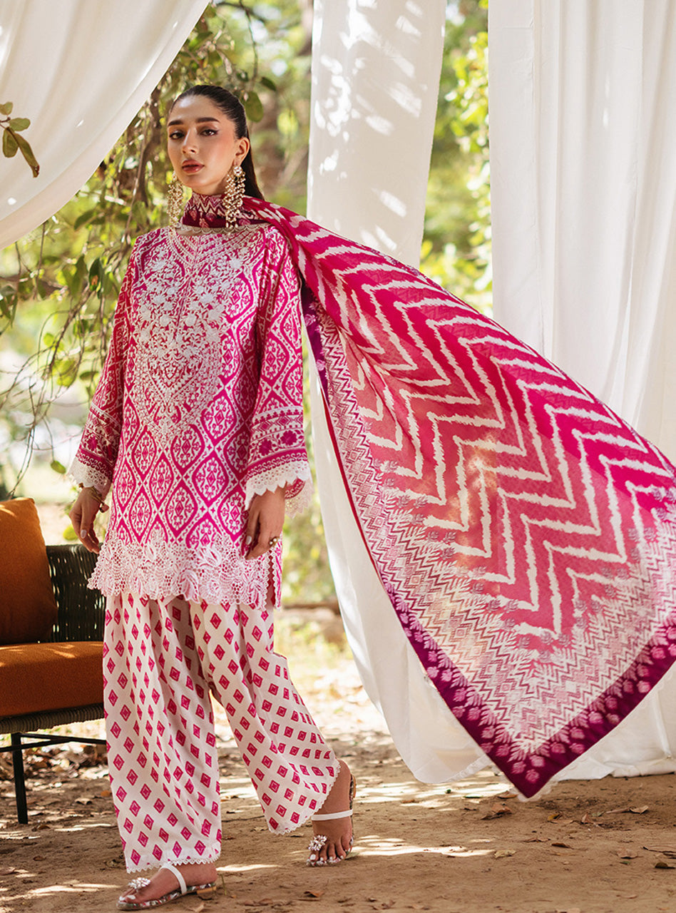 ZAINAB CHOTTANI  Lawn Unstitched Printed  3Piece LEENA RED- D 4B
