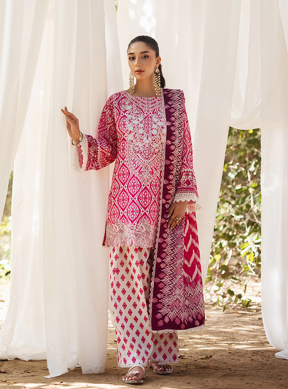 ZAINAB CHOTTANI  Lawn Unstitched Printed  3Piece LEENA RED- D 4B