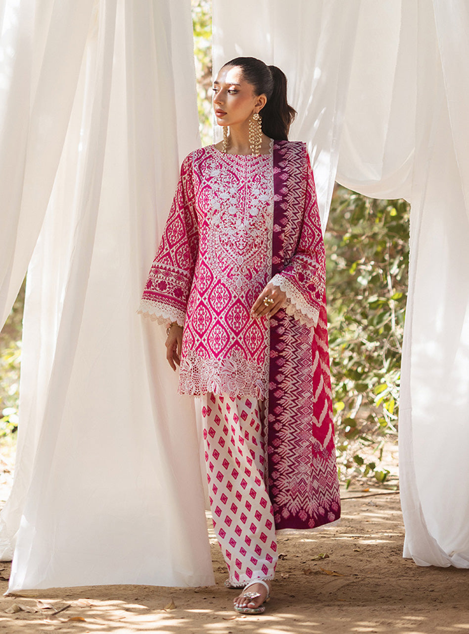 ZAINAB CHOTTANI  Lawn Unstitched Printed  3Piece LEENA RED- D 4B