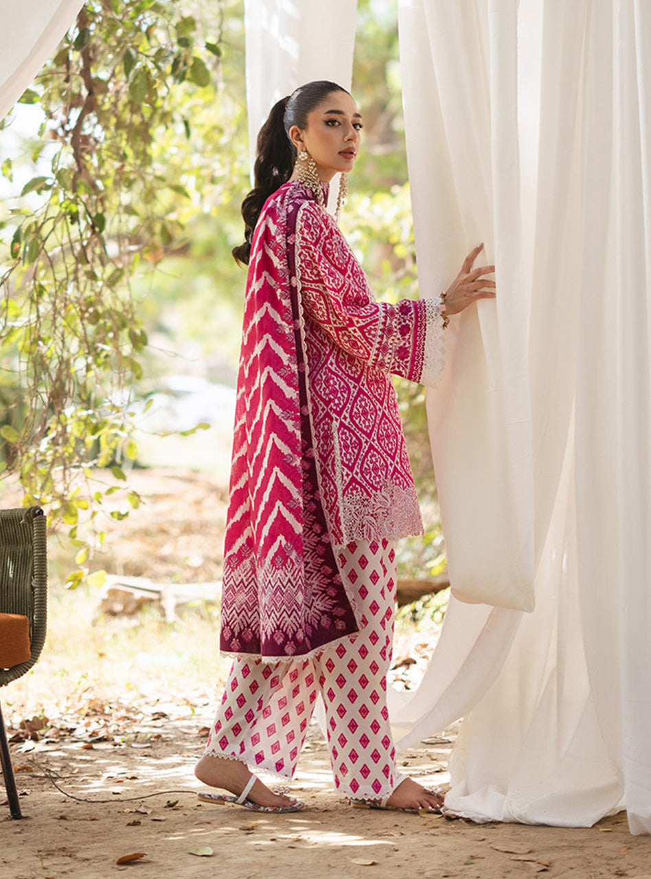 ZAINAB CHOTTANI  Lawn Unstitched Printed  3Piece LEENA RED- D 4B