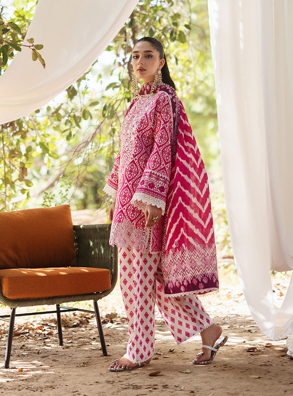 ZAINAB CHOTTANI  Lawn Unstitched Printed  3Piece LEENA RED- D 4B