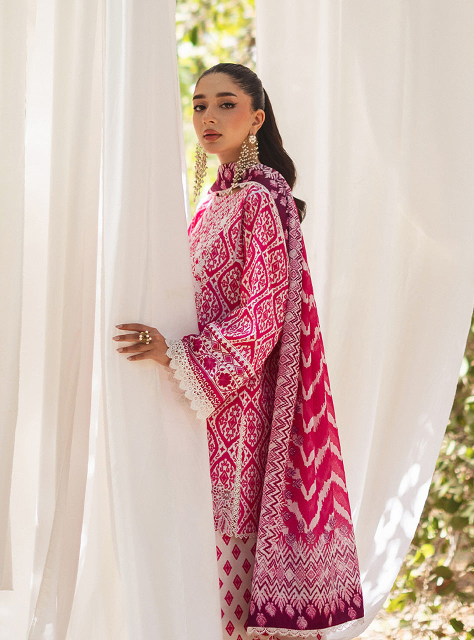 ZAINAB CHOTTANI  Lawn Unstitched Printed  3Piece LEENA RED- D 4B