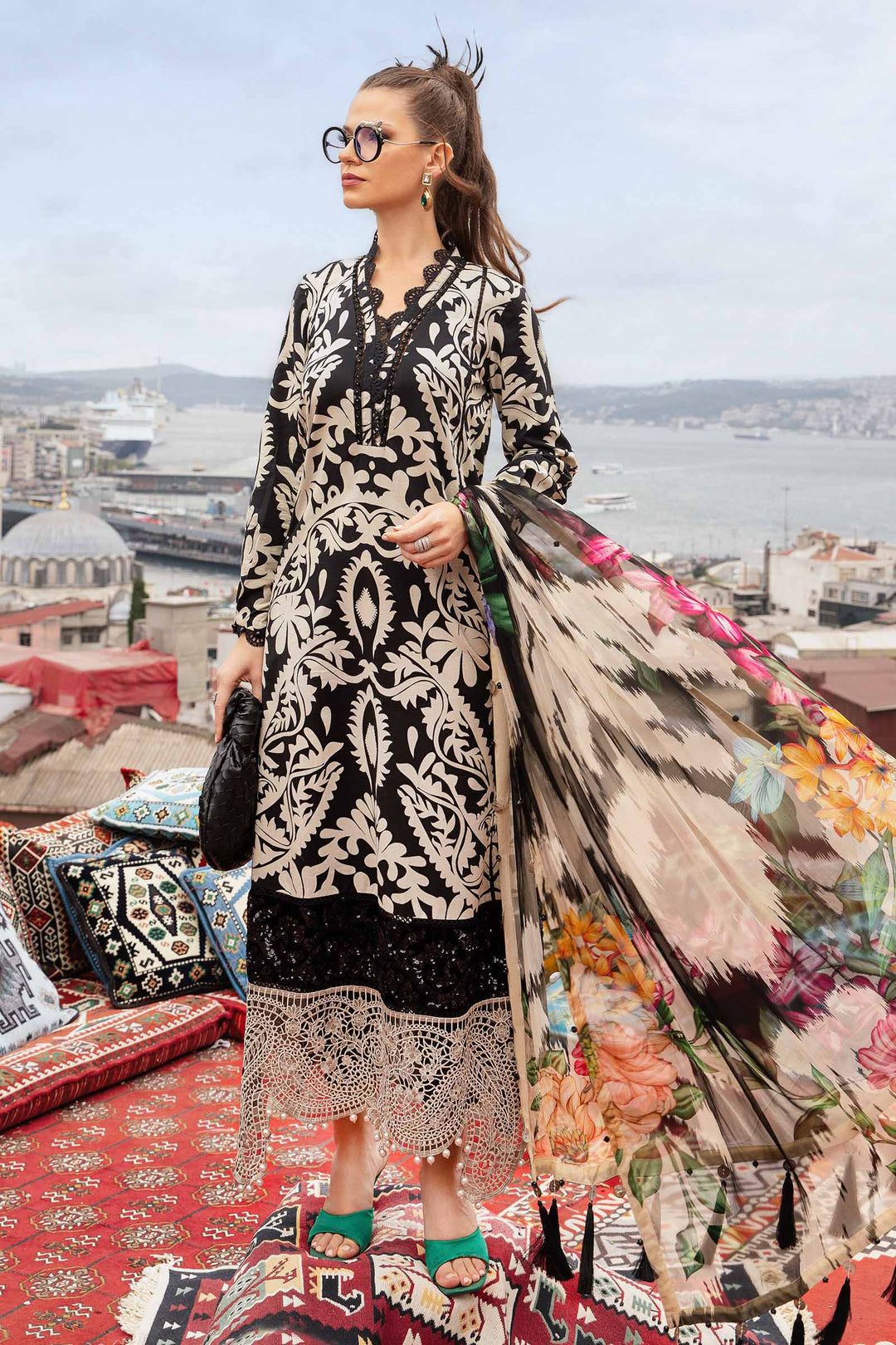 3 Piece Unstitched Embroidered Heavy Lawn Suit | MPT-2307-B