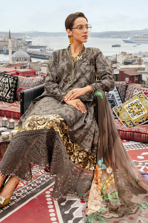 Maria B M Print Khaddar کھ ر Printed 3Pcs MPT-2307-B GREY