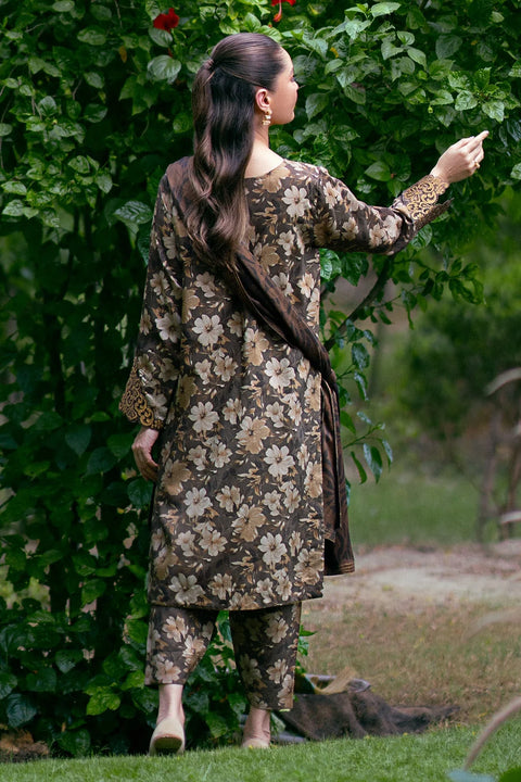 Baroque Printed 3pc Lawn With Chiffon Dupatta  UF-765