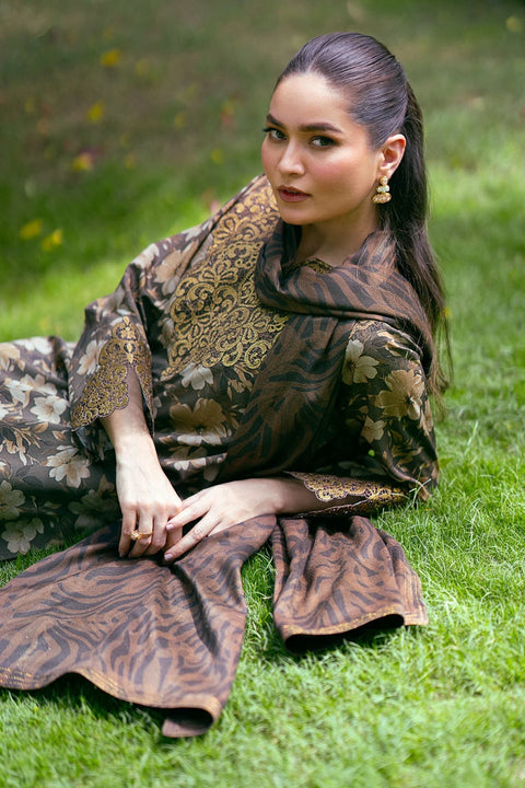 Baroque Printed 3pc Lawn With Chiffon Dupatta  UF-765