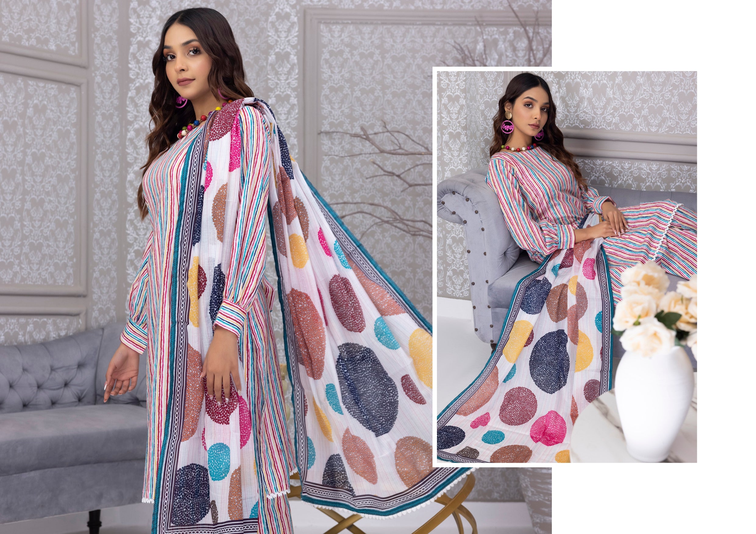 Identic Separate Salina by Regarlia Lawn Alover 3pc