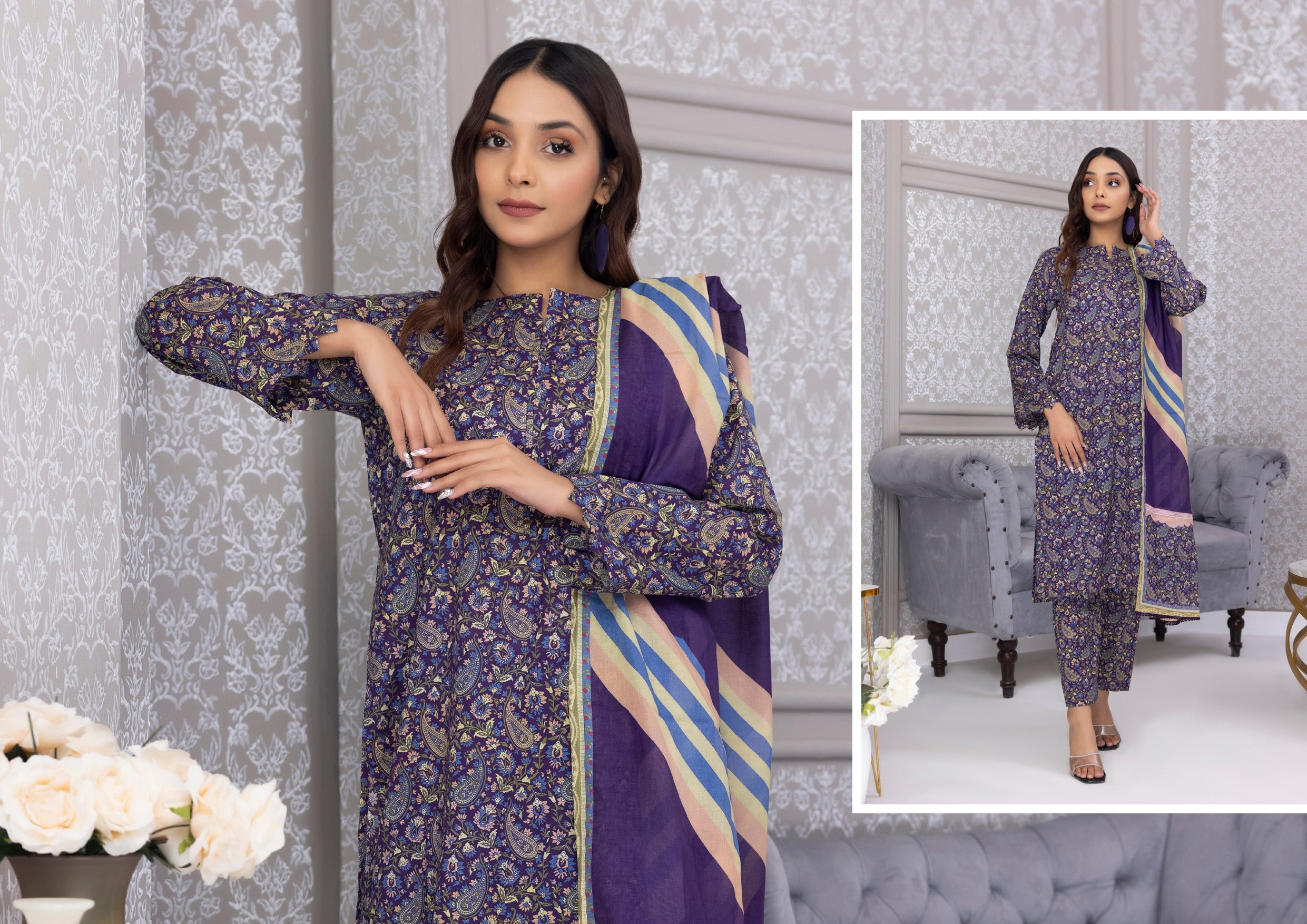 Identic Separate Salina by Regarlia Lawn Alover 3pc