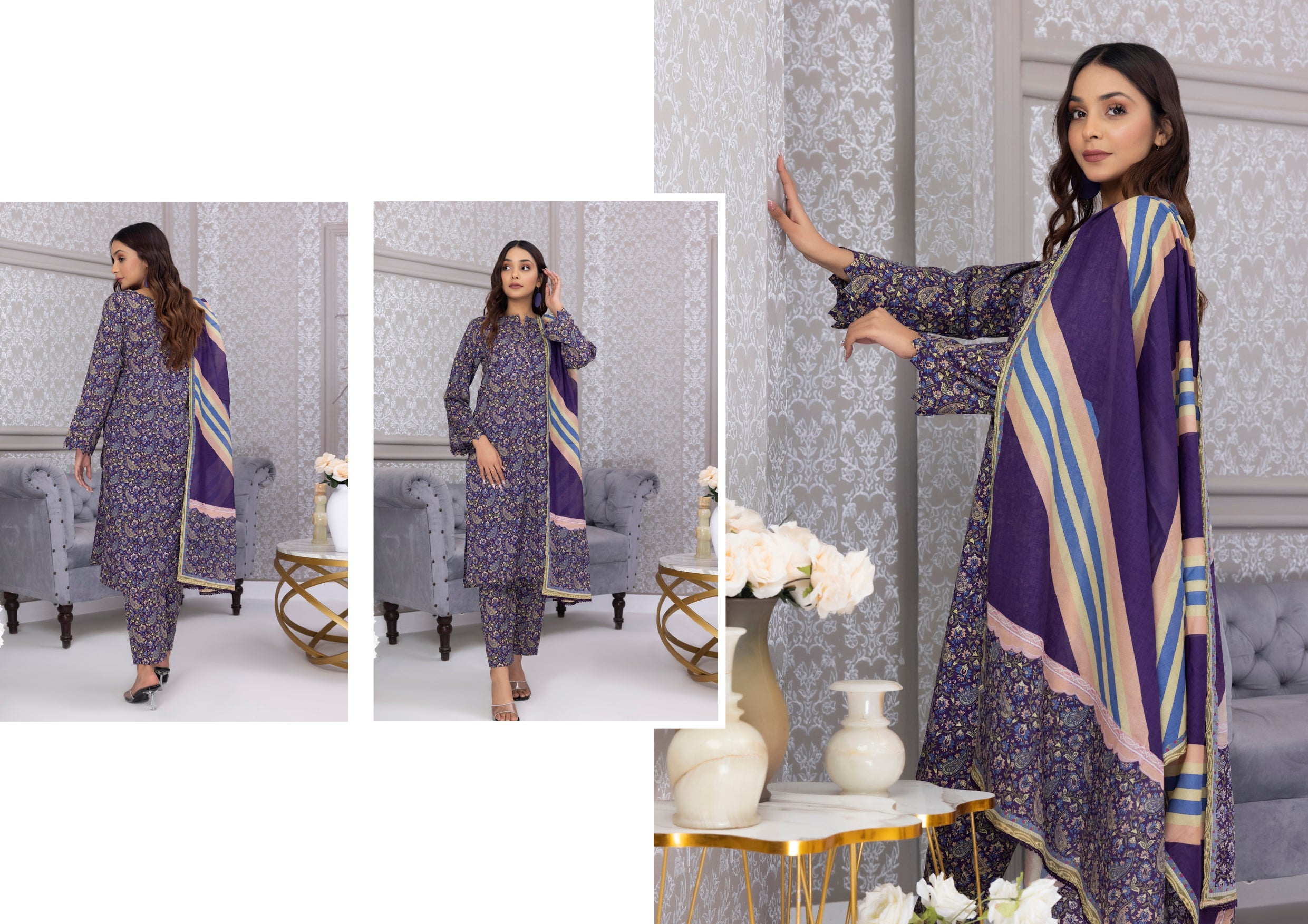 Identic Separate Salina by Regarlia Lawn Alover 3pc