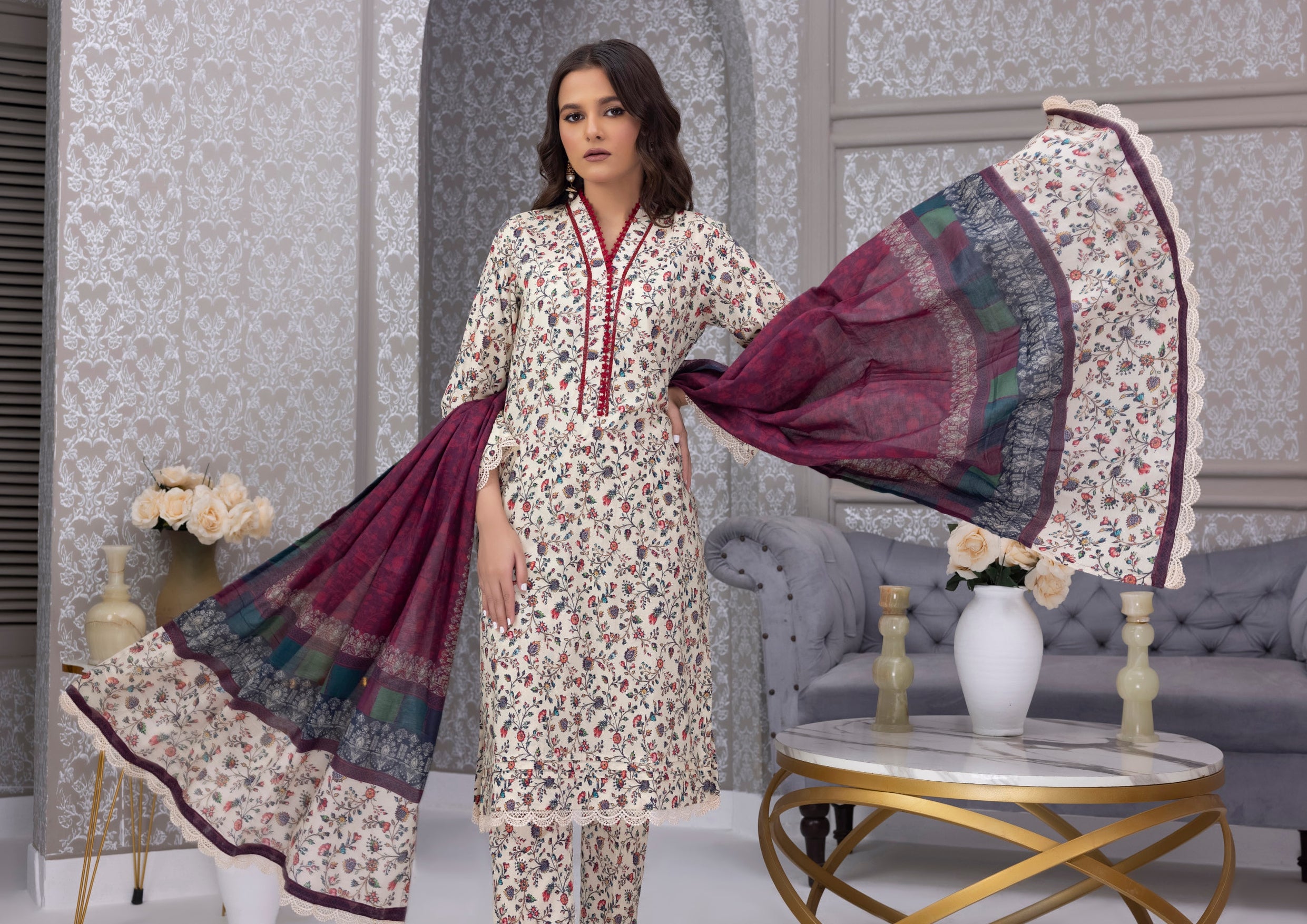 Identic Separate Salina by Regarlia Lawn Alover 3pc