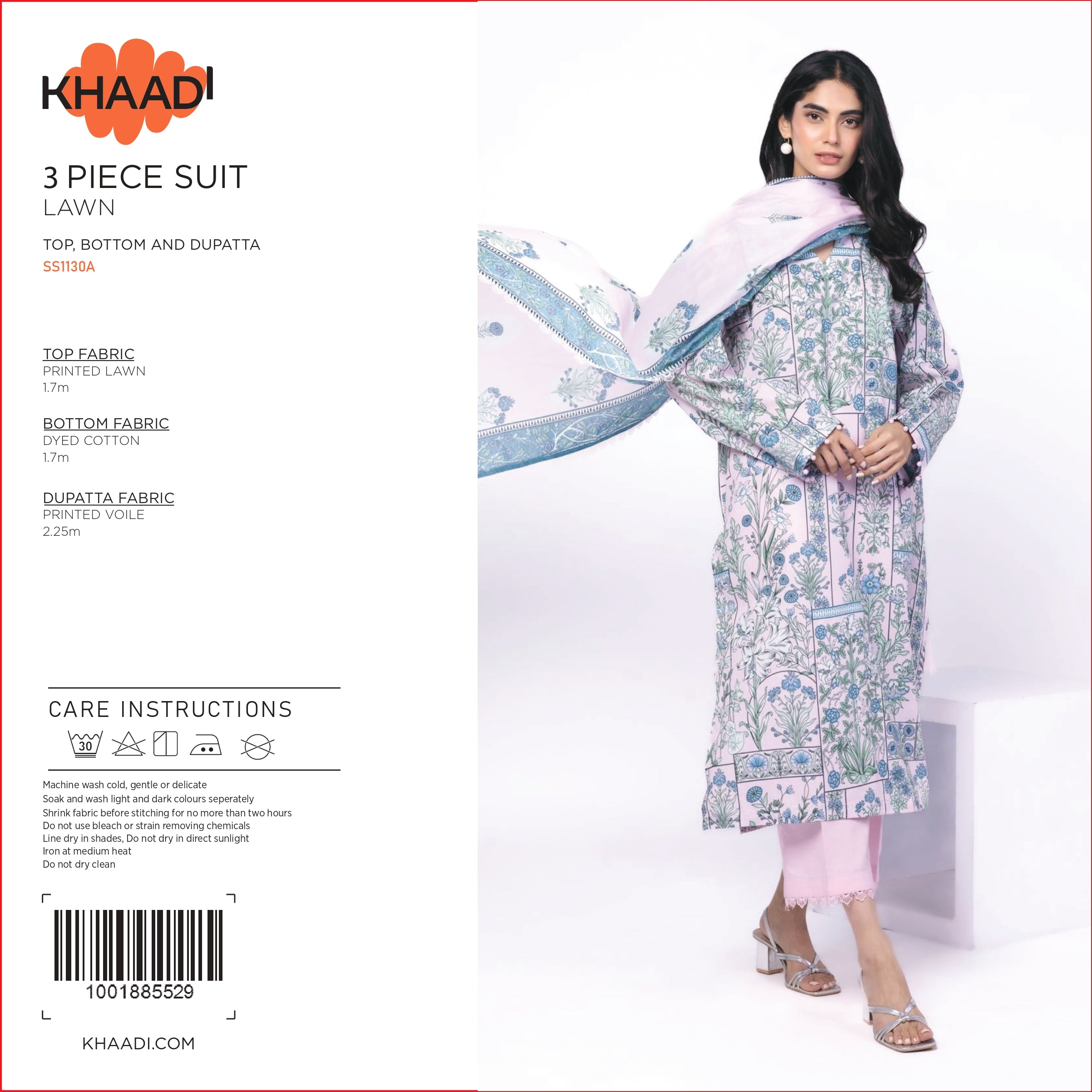 Khaadi Printed Lawn 3PC With Voil Dupatta 001769
