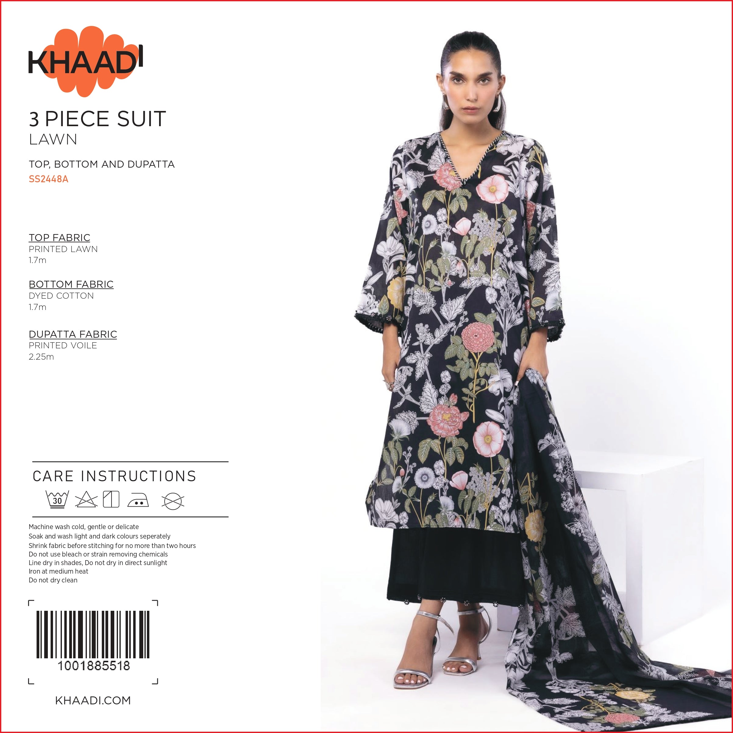 Khaadi Printed Lawn 3PC With Voil Dupatta 001770