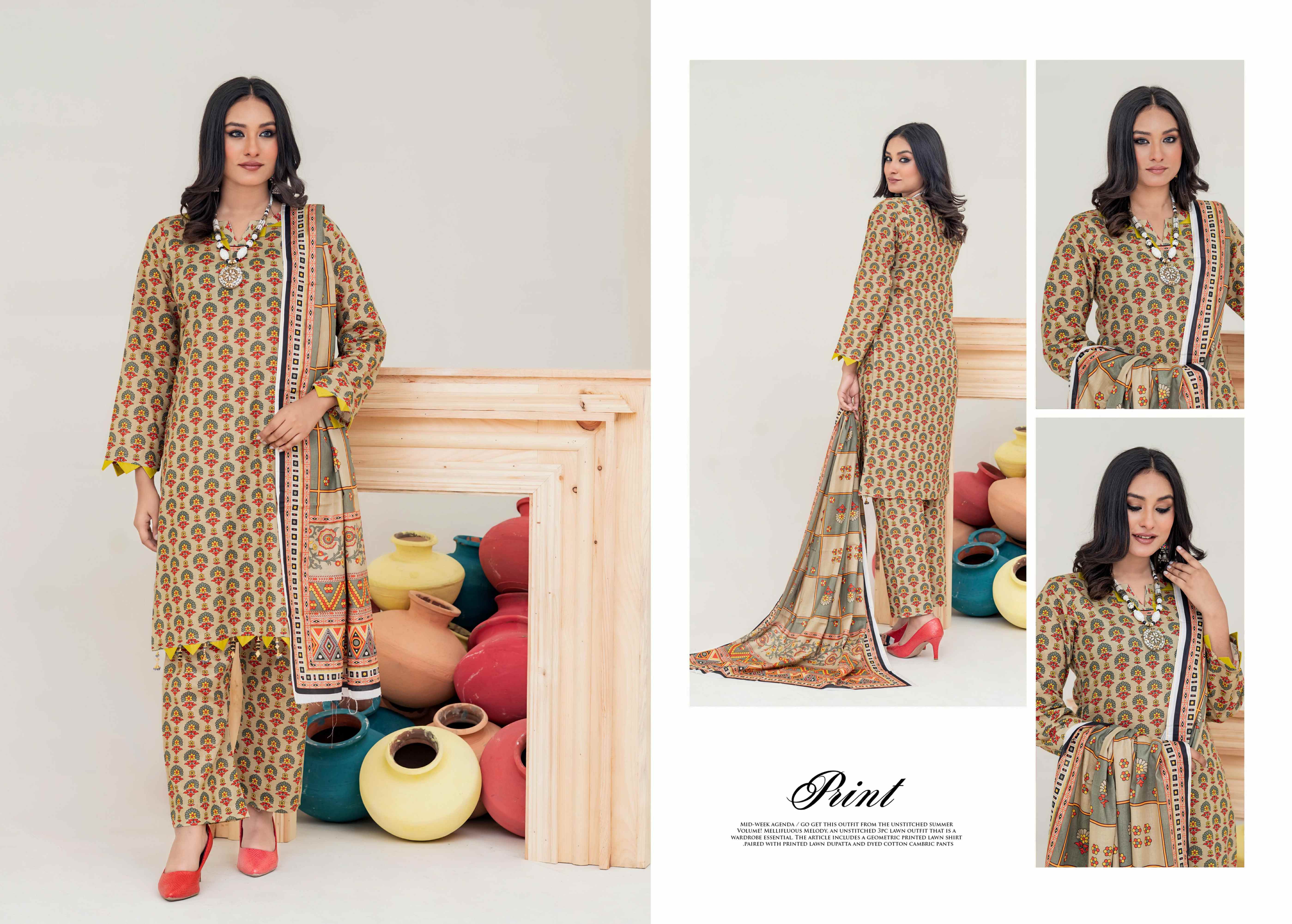 Laaj by BinIsmail Printed Allover Lawn 3Pcs