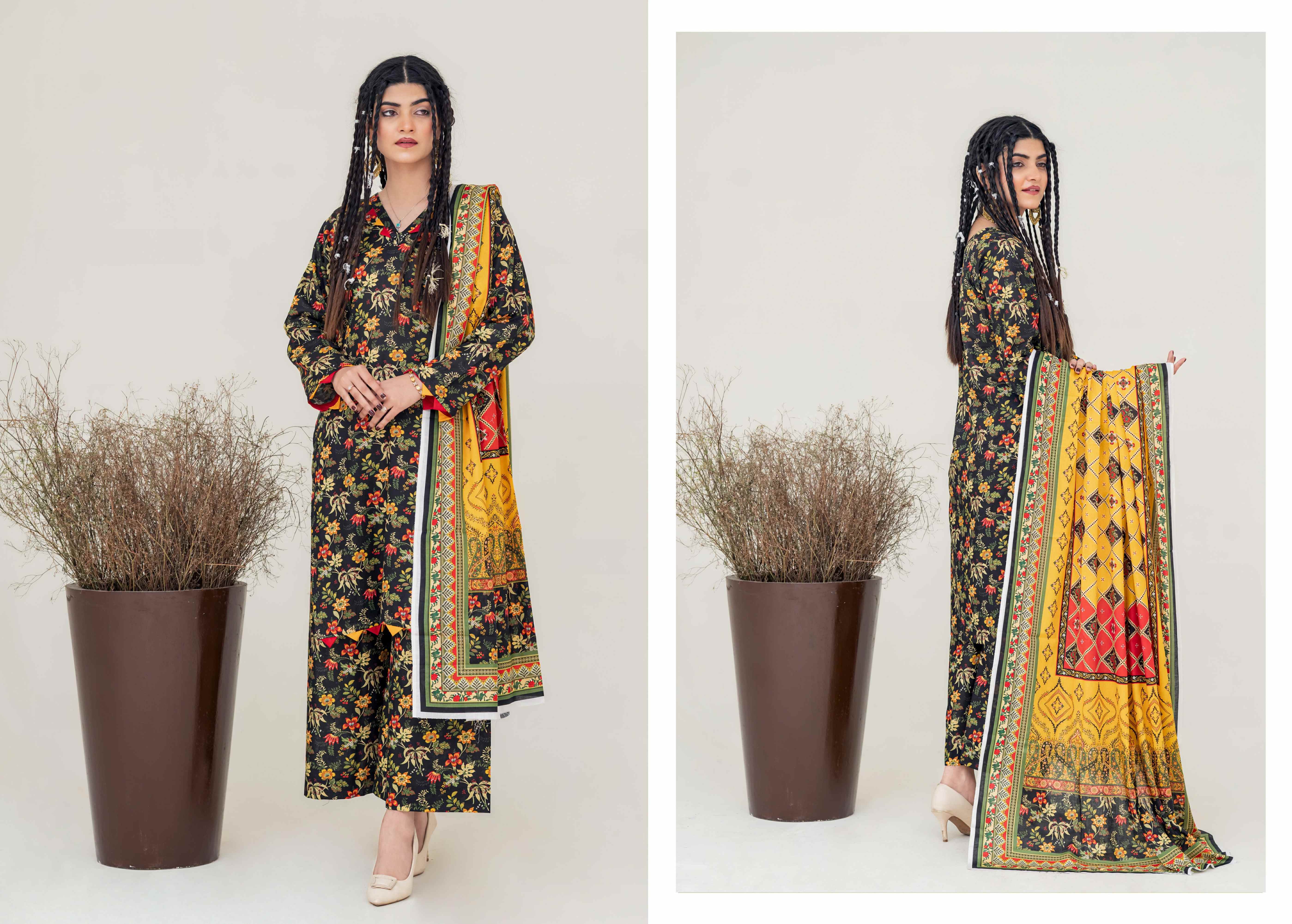 Laaj by BinIsmail Printed Allover Lawn 3Pcs