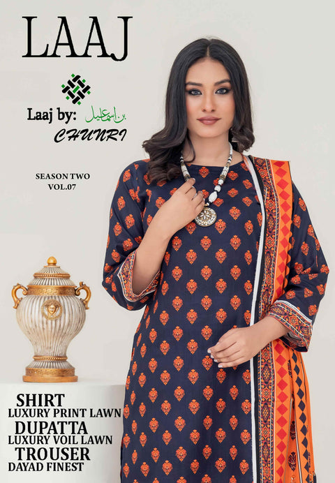 Wholesale Box Set of 10 Suit Laaj by BinIsmail Printed Allover 3Pcs