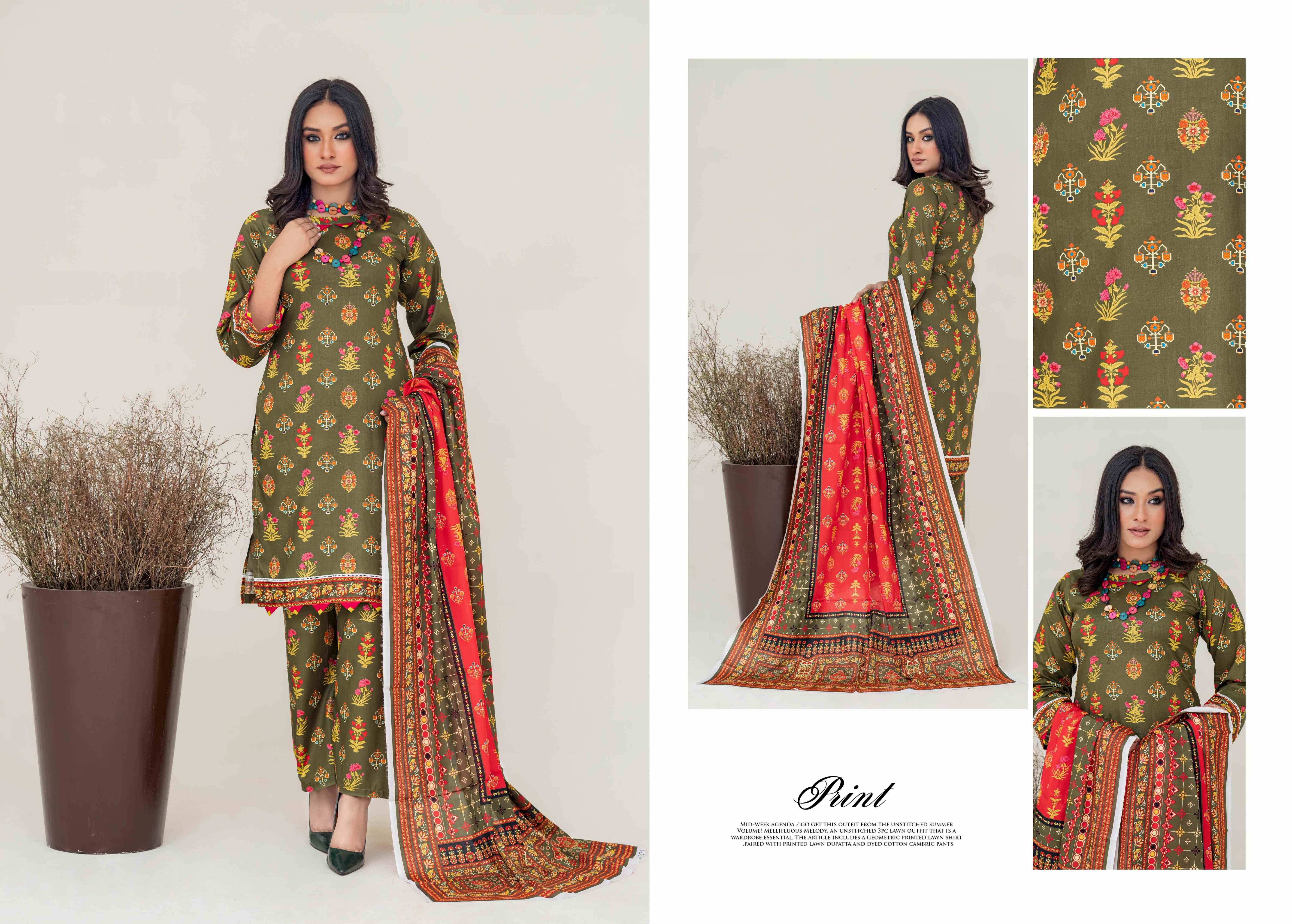 Laaj by BinIsmail Printed Allover Lawn 3Pcs