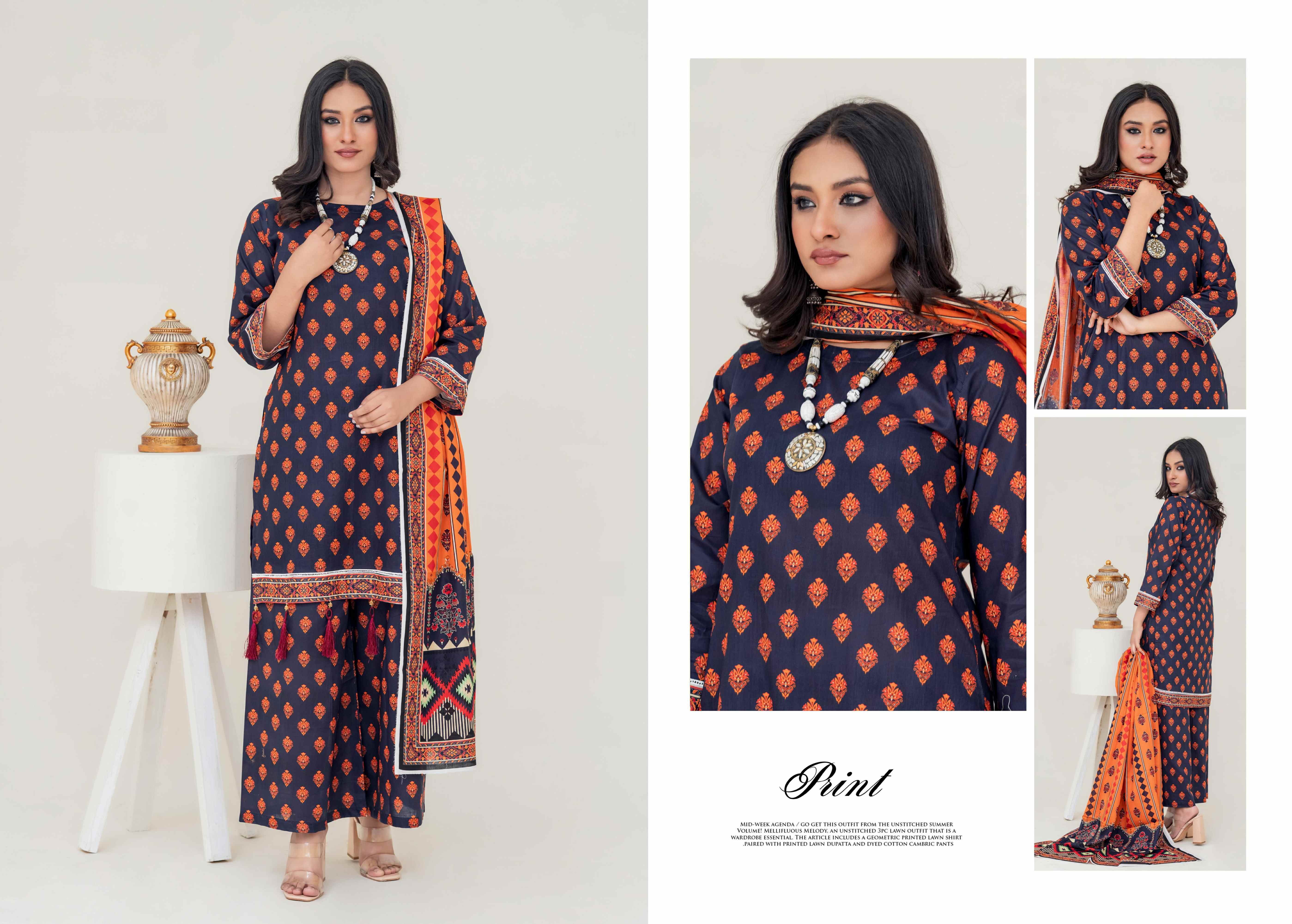 Laaj by BinIsmail Printed Allover Lawn 3Pcs