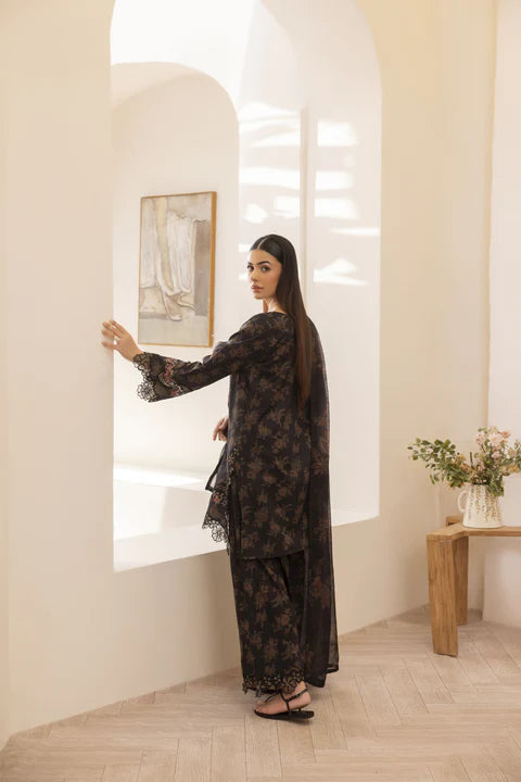 Maria B M.Print Unstitched Lawn Suit With Chiffon Dupatta 001539