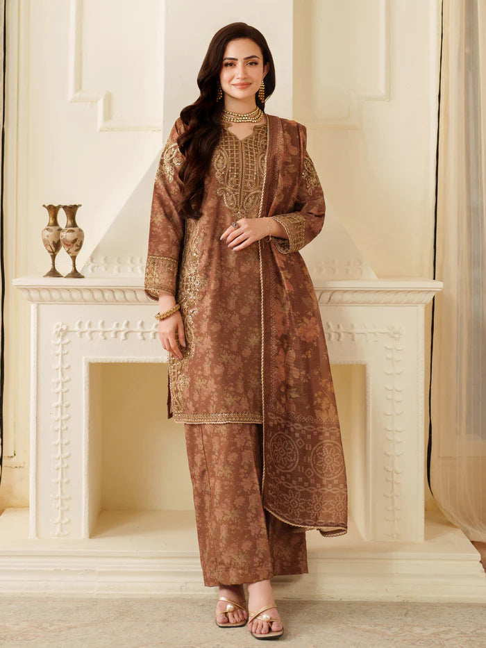 Maria B M.Print Unstitched Lawn Suit With Chiffon Dupatta 001540