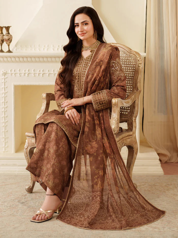 Maria B M.Print Unstitched Lawn Suit With Chiffon Dupatta 001540