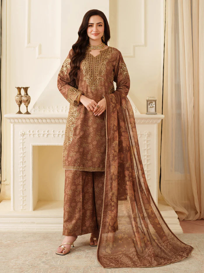 Maria B M.Print Unstitched Lawn Suit With Chiffon Dupatta 001540