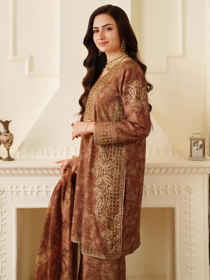Maria B M.Print Unstitched Lawn Suit With Chiffon Dupatta 001540