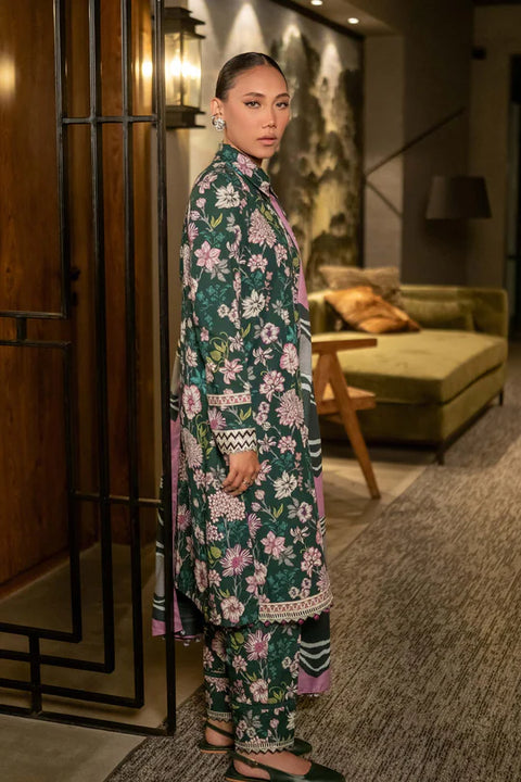 Maria B M Print Khaddar کھ ر Printed 3Pcs  MPrintgreen