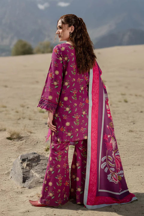 Maria B M Print Khaddar کھ ر Printed 3Pcs  mPrintpink