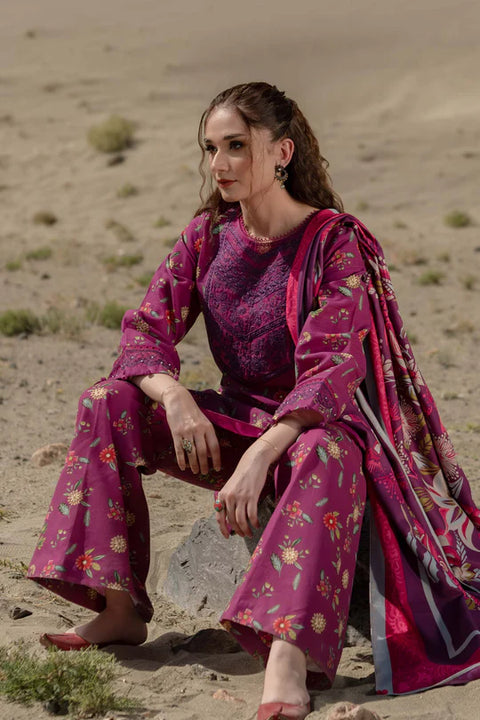 Maria B M Print Khaddar کھ ر Printed 3Pcs  mPrintpink