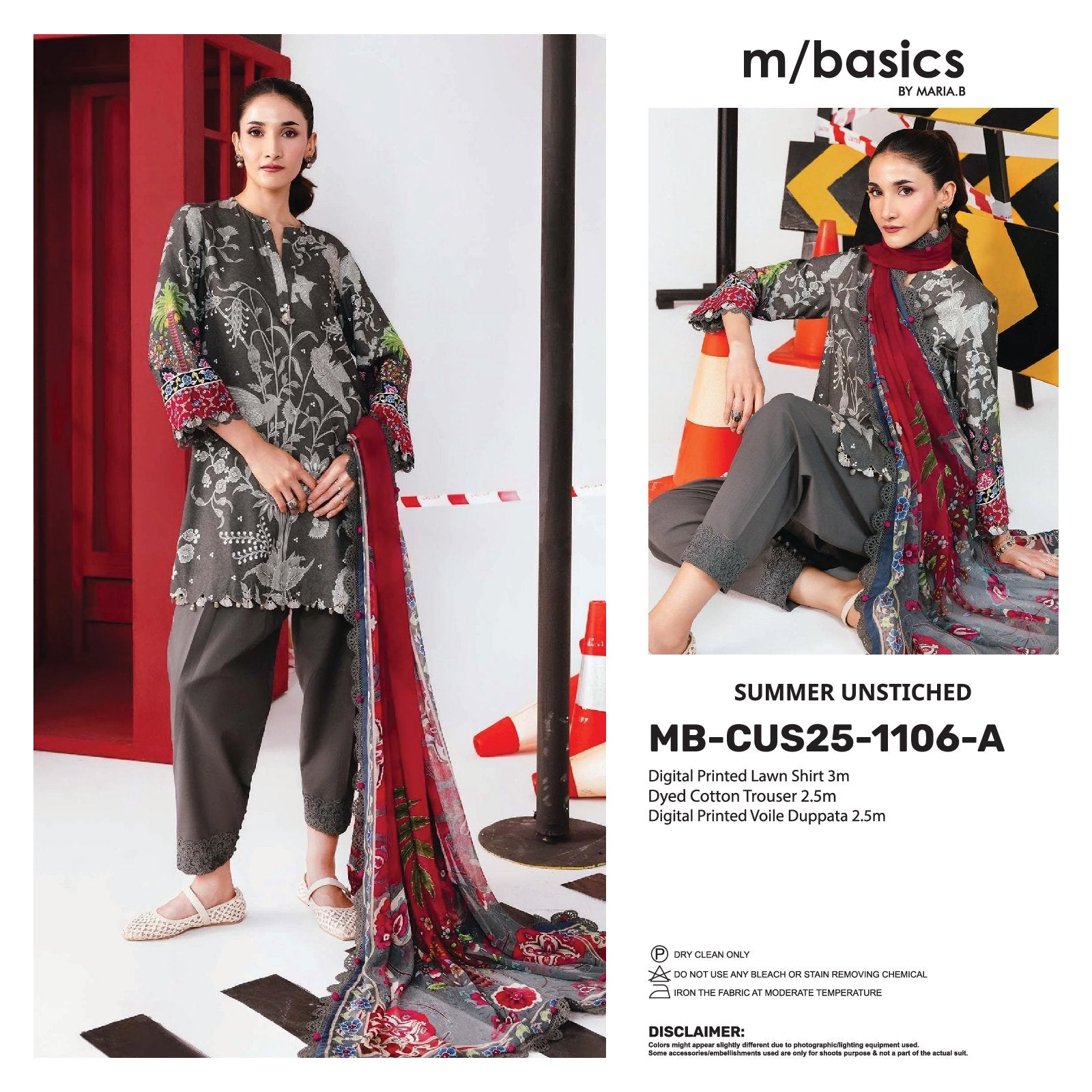 Maria B M.Basics Printed Lawn Unstitched 3pcs Suit 1106-A