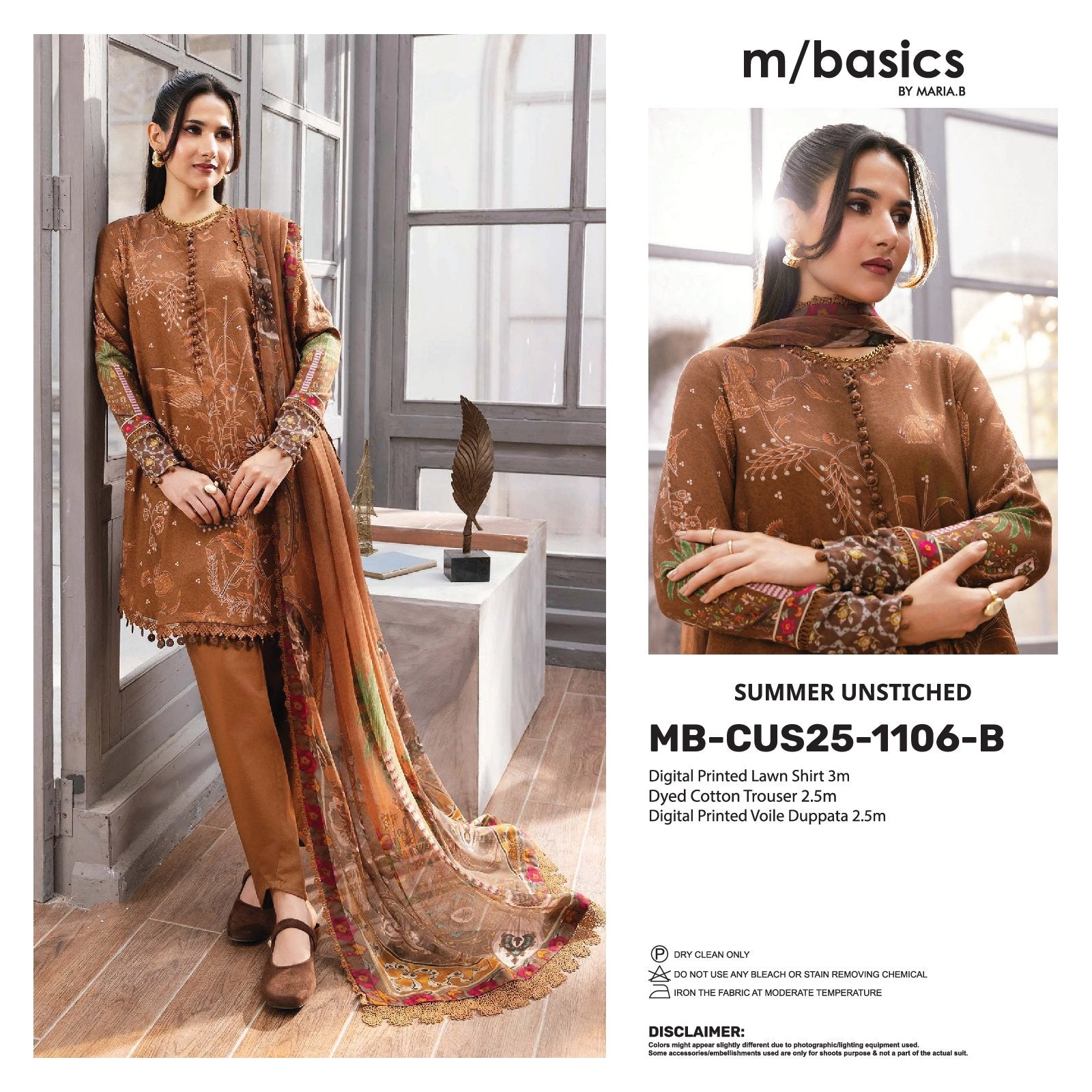 Maria B M.Basics Printed Lawn Unstitched 3pcs Suit 1106-B